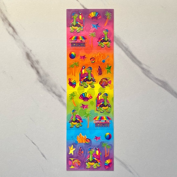 VTG Lisa Frank turtle with parrot complete sticker strip - Picture 1 of 3